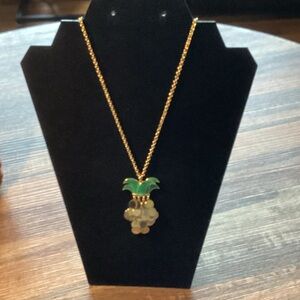 Talbots Gold Necklace with Green Palm Pendant
